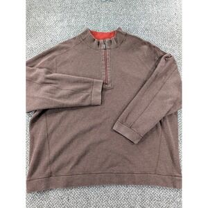 Tommy Bahama Reversible Quarter Zip Pullover Sweater Brown Orange Mens XXL